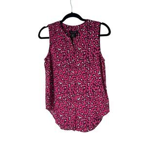 Rachel‎ Zoe Pink Black Animal Print Sleeveless Blouse XS NWT